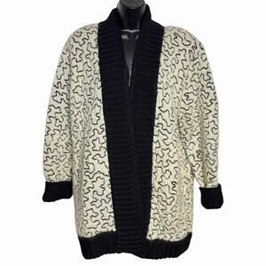 VTG PELLINI MOHAIR BLEND CHUNKY CARDIGAN SWEATER 80s 90s OPEN FRONT ARTSY 40 M L